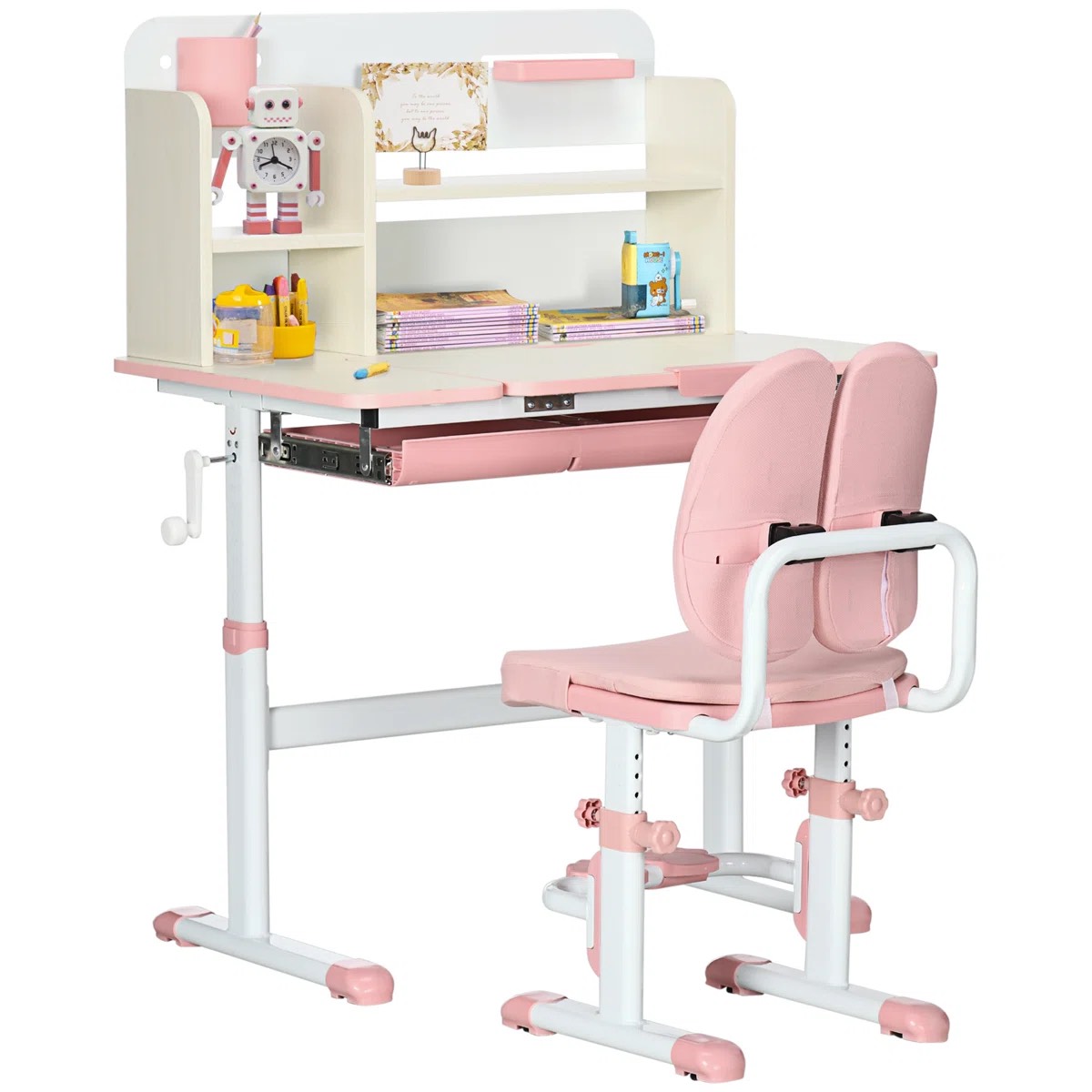 Oak & Aura Kids 2 Piece Rectangular Desk with chair