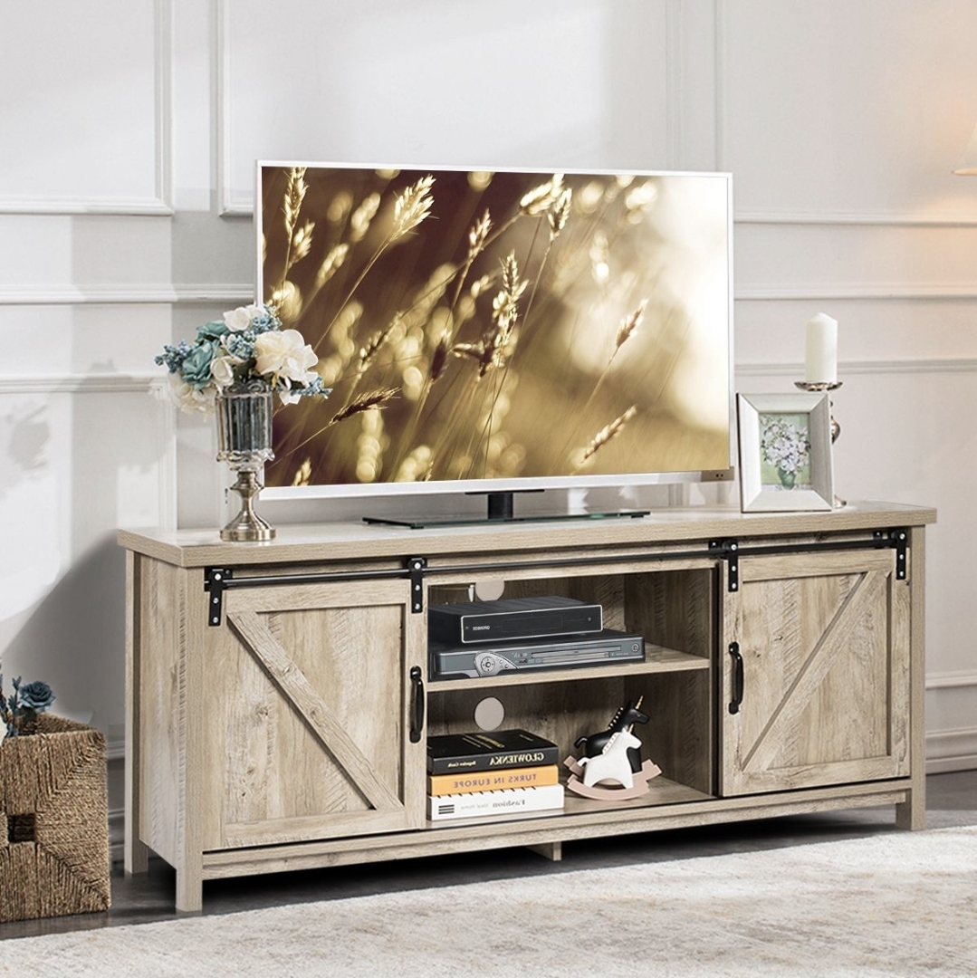 Oak & Aura's Modern TV Cabinet for 60-Inch TV Wooden Media Storage Shelves