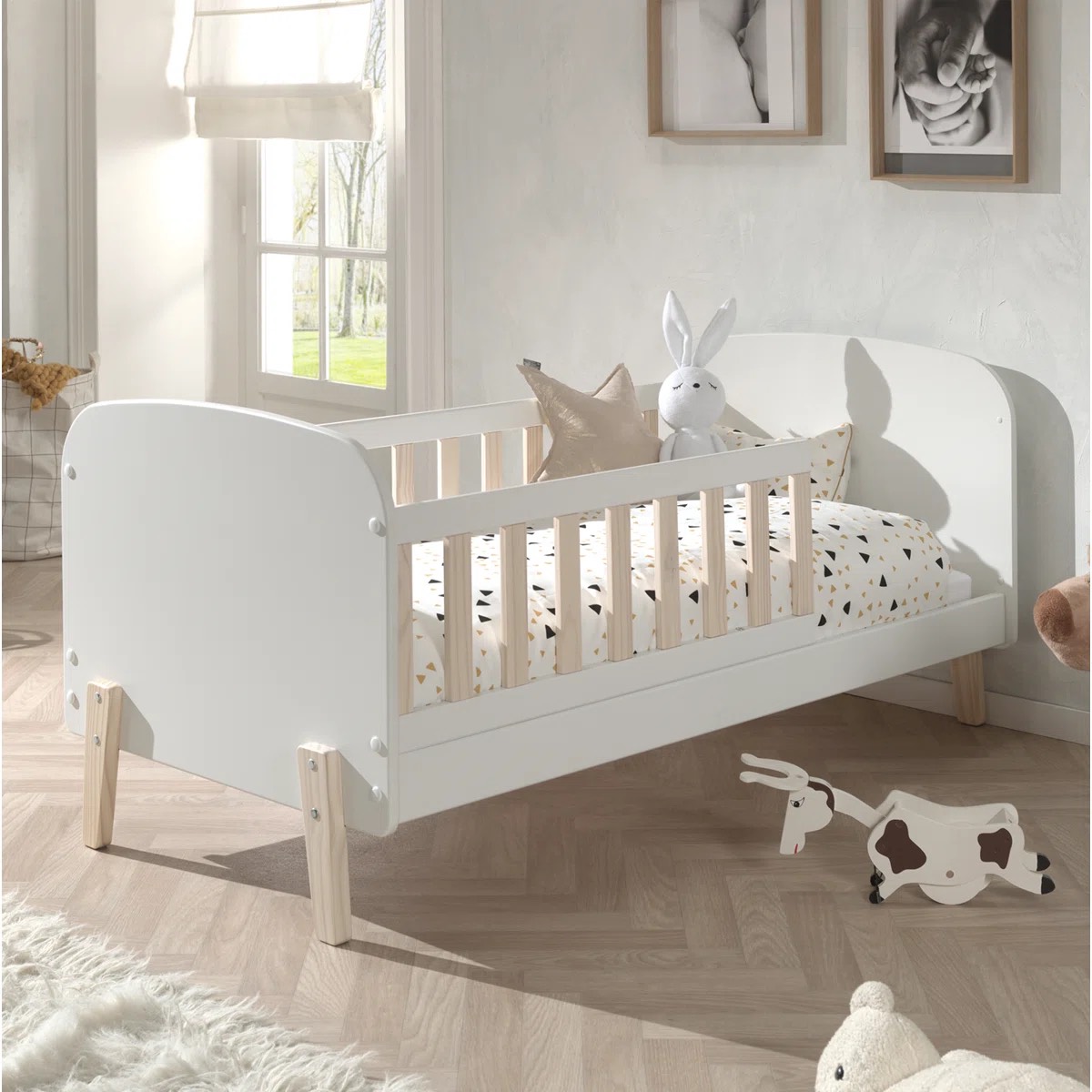 Oak & Aura Cot Bed / Toddler Bed (Frame & Mattress Included)